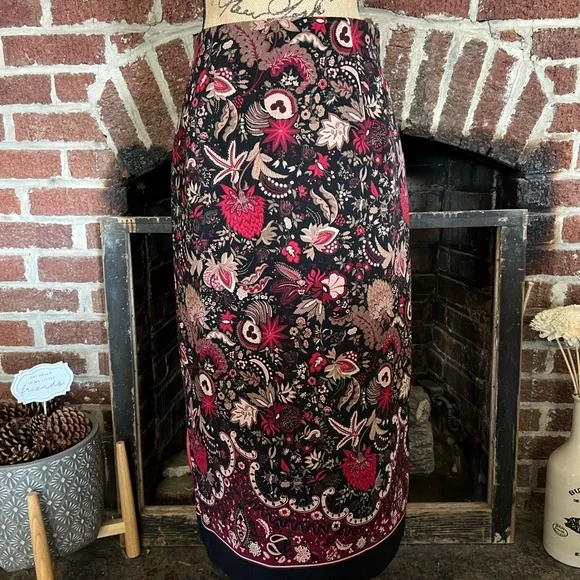 VINTAGE briggs petite black paisley maxi skirt - Picture 1 of 4